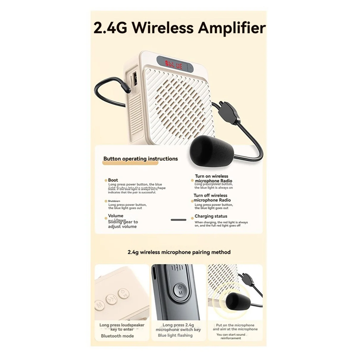 A14M Sprachverstärker 5W 1200mAh, multifunktionaler persönlicher Lautsprecher mit Mikrofon und Display für Lehrer, Sprachen, mehr C