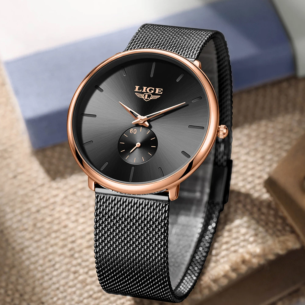 2026 LIGE موضة ساعات رجالي العلامة التجارية الفاخرة ساعة كوارتز الرجال عادية سليم شبكة الصلب مقاوم للماء ساعة رياضية Relogio Masculino