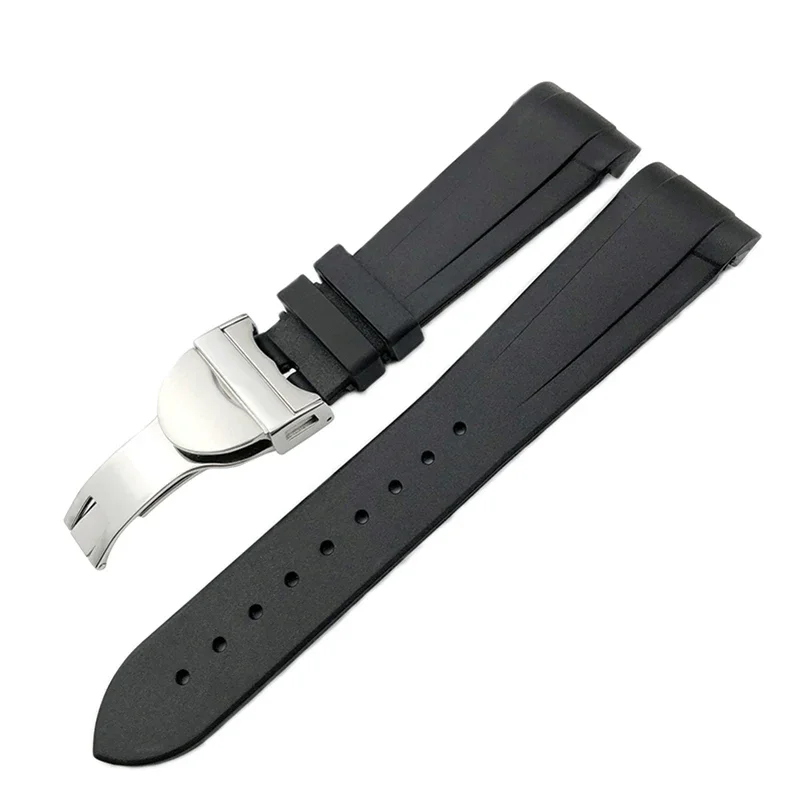 

22mm 20mm Natural Rubber Silione Watch band for Tudor Black Bay GMT 1958 Curved End Folding Buckle Green Blue Red Wrist Strap