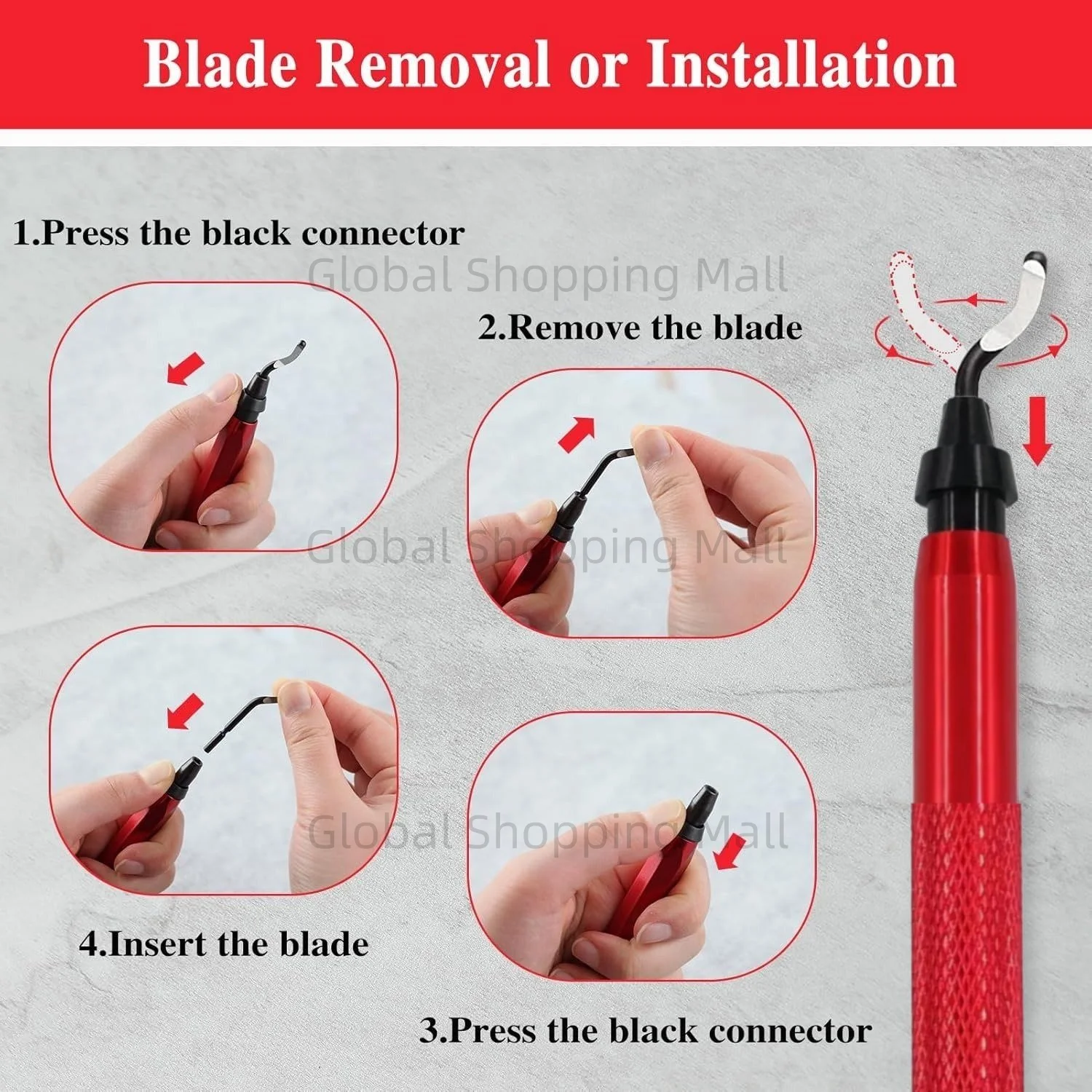 Deburring Tool Kit RB1200 with 1/10/11 Rotary Blades Burr Remover Hand Tool Metal Handle for Wood Plastic Aluminum Copper Steel
