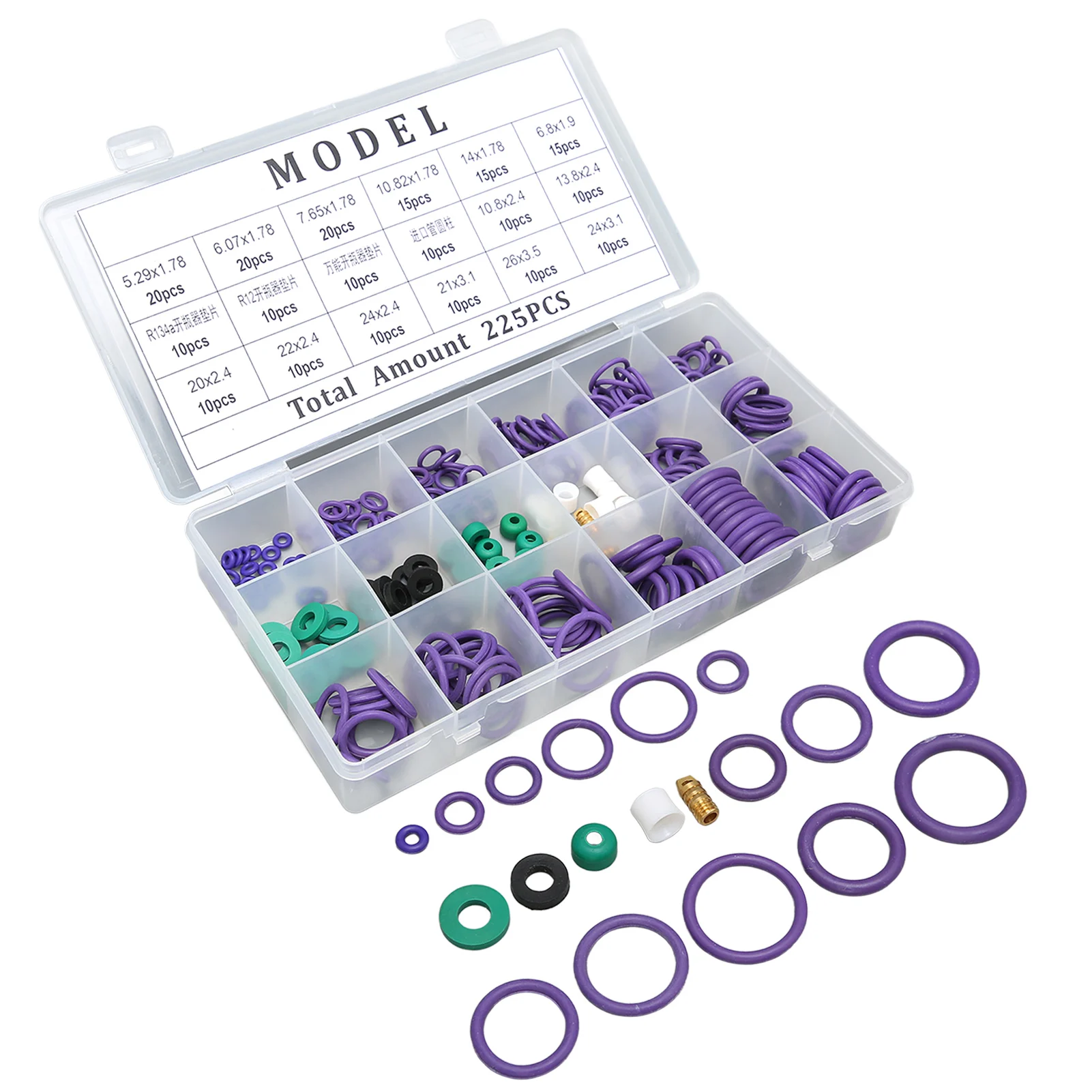 Car Air Conditioner O   Set 14 Sizes Assortment with Washer Spacer for Machinery Industry Home AC O Rings Kit