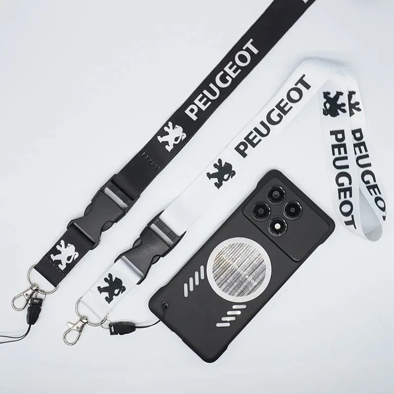 Lanyard Nylon Printing Emblem Style Black White Red Blue Keychain For Peugeot 206 207 307 3008 2008 308 407 408 508 301 208 RCZ