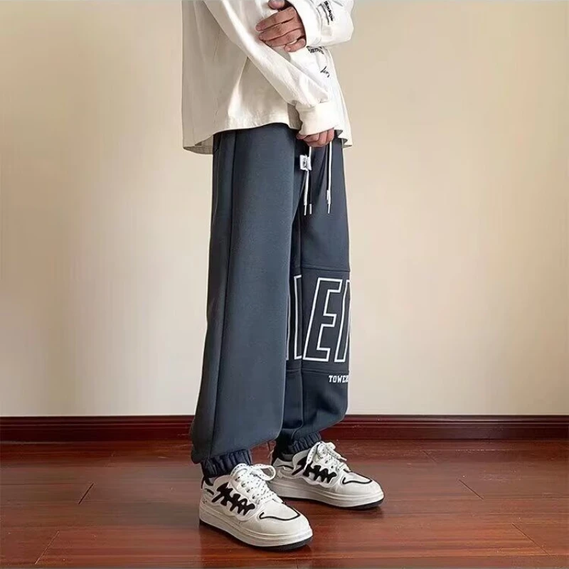 Men's Fleece Lined Sweatpants Winter Thick Loose Joggers Casual Trousers Warm Streetwear Pants