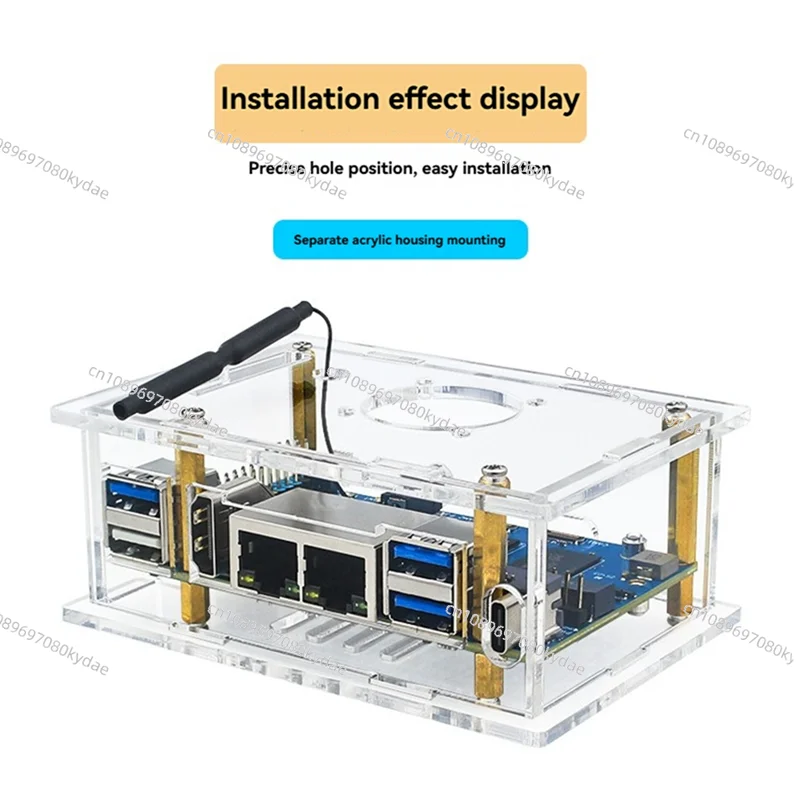 A32T-For Orange Pi RV2 Acrylic Case With Cooling Fan Cooler Transparent Shell For Orange Pi RV2 Development Board