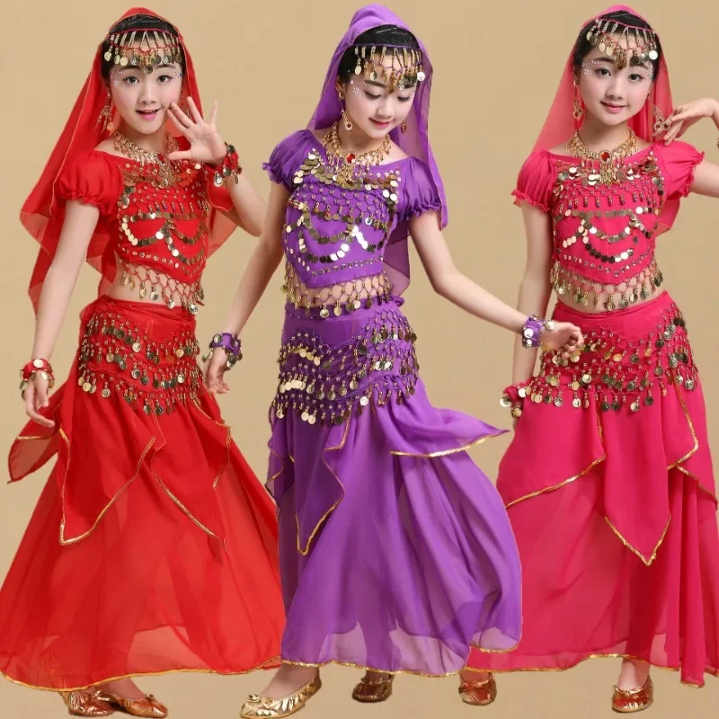 Children\'s Dance Clothing Indian Dance Performance Girl Belly Dance Children\'s Ethnic Performance Set Stage Performance Clothing