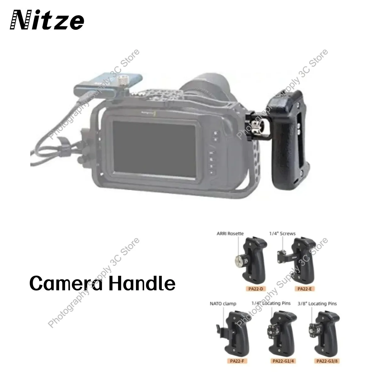 Nitze ARRI Rosette Side Handle, Adjustable Plastic Side Handle Grip for Camera Cage Shoulder Mount Support