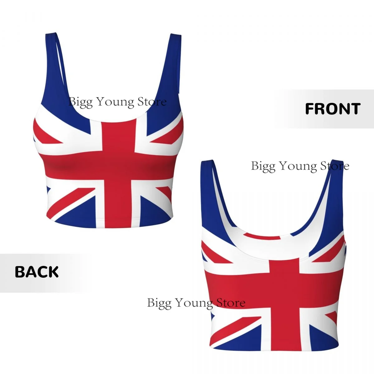 United Kingdom Flag Basic Tops Women Samba Sexy V-Neck Yoga Fitness Sports Tops