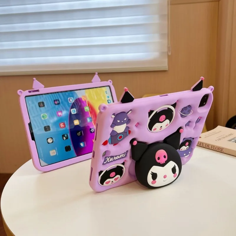 

3D Kuromi Bracket Tablet Case Sanrio Silicon Protective Cover for IPad 2022 10.9 Ipad Air 1 2 3 4 Ipad Pro 2022 Mini 4 5 6