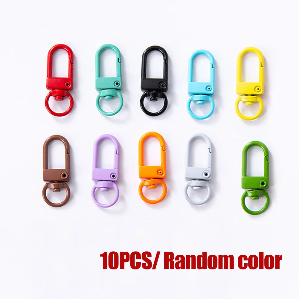 10pcs Cute Candy Color Keychain Ring Metal Lobster Clasp Clip Bag Car Keychain DIY Charms for Jewelry Making Accessories Pandent