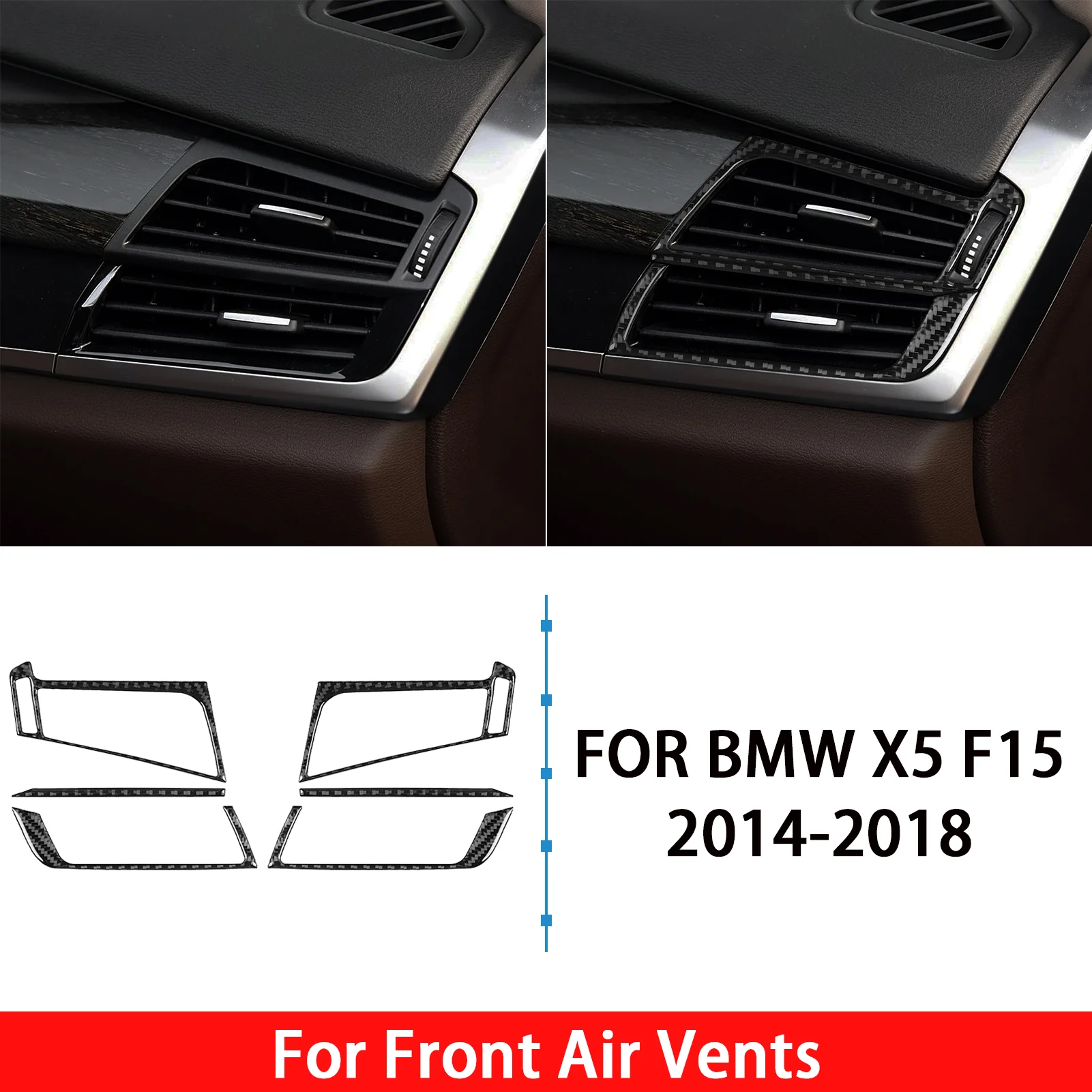 Autocollant de panneau de garniture de ventilation avant en fibre de carbone pour BMW X5 F15 2014 2015 2016 2017 2018