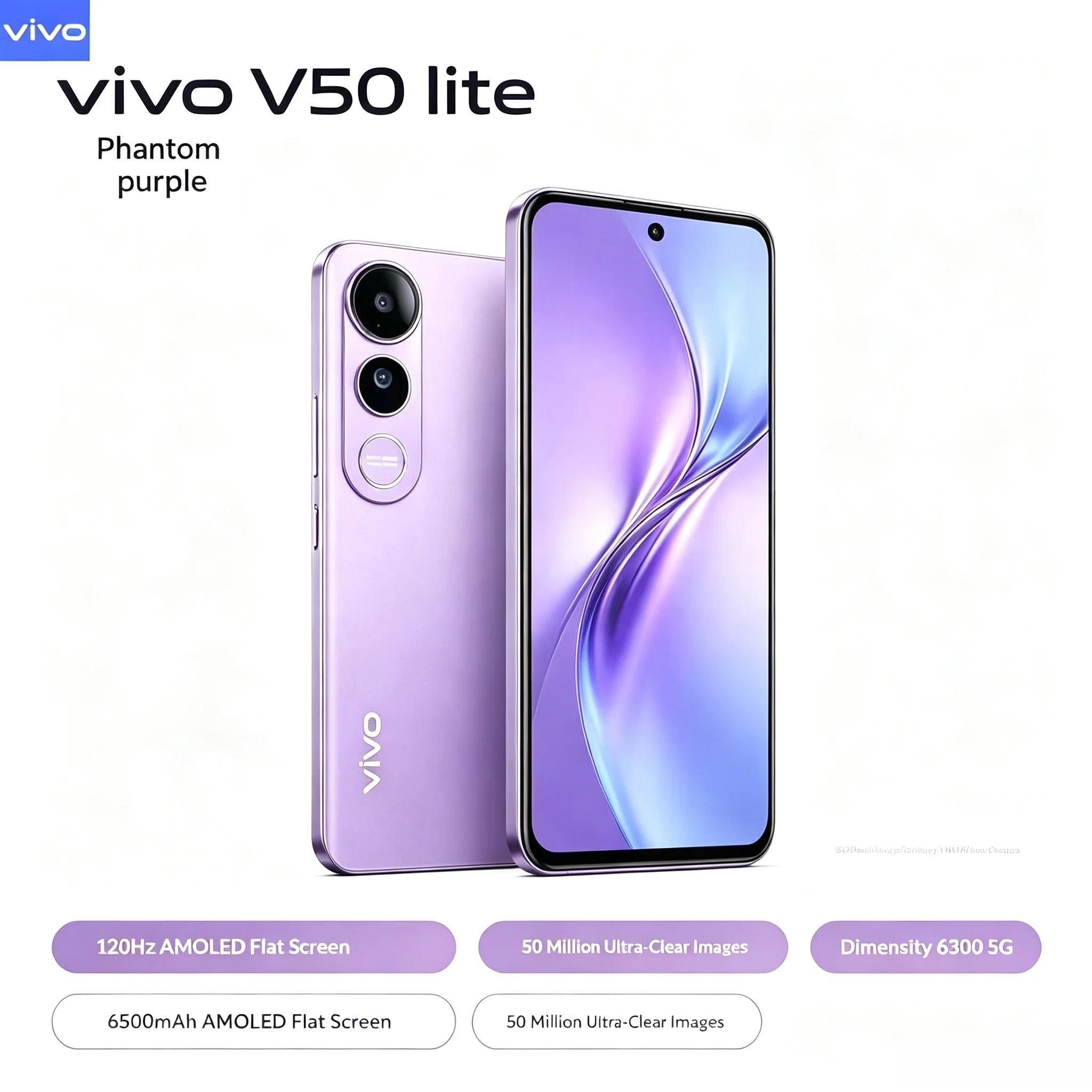 2026 New Official Authentic Vivo V50 Lite 6.58'' Full Screen 256GB ROM 8GB RAM Dual 64MP Camera Android 11 OS