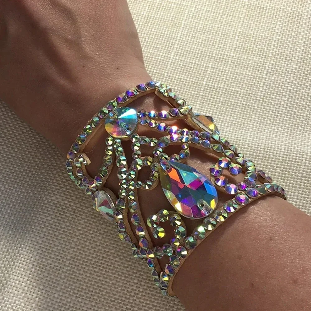 

AB цвет Rhinestone браслет для танца живота индийские аксессуары для рук цепочка очаровательный геометрический полый браслет для женщин ювелирные изделия подарок
