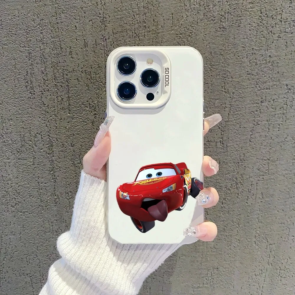 Cars L-Lightning M-McQueen Phone Case Phone Case For IPhone 16 15Plus 14 13 12mini 11ProMax Shockproof Candy Matte Back Cover