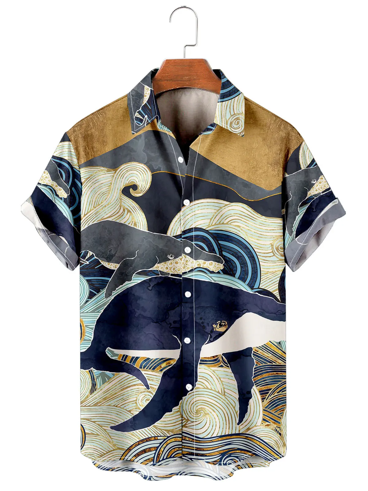 

Ocean Swimming Whale Men's Shirts Fashion Hawaii Art Shirts Cozy Casual Short Sleeves Lapel Beach Oversized Mens women top 5XL