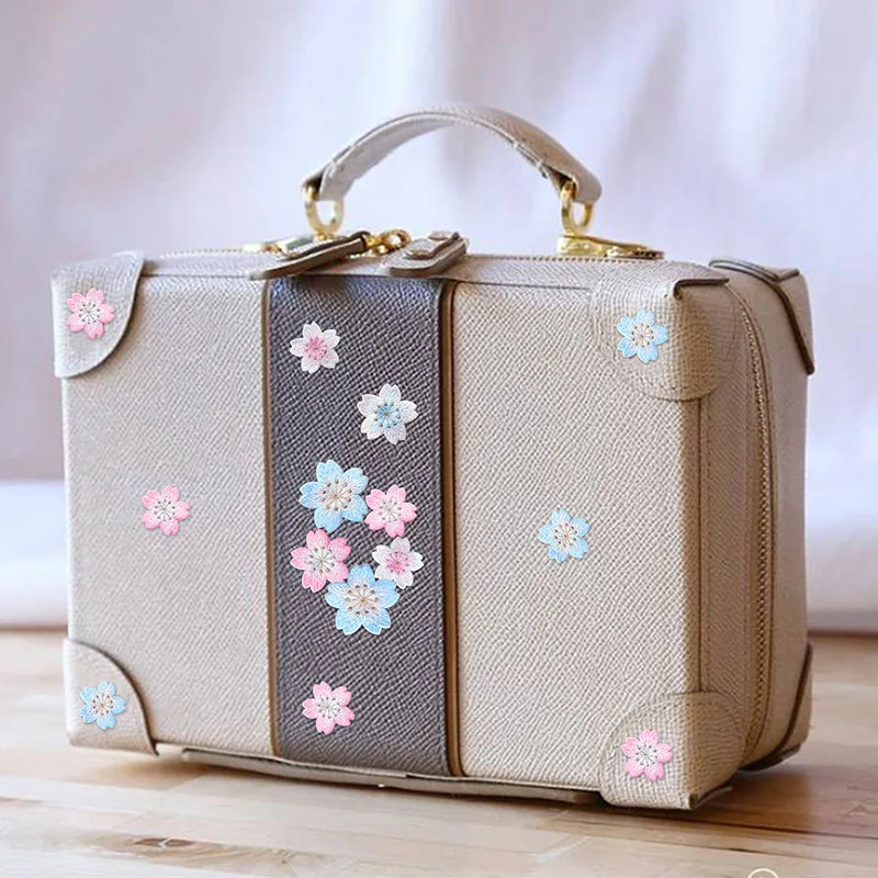 Cute Cherry Blossom Embroidery Stickers for Clothes Bags, Mobile Phone Cases, DIY Decoration, Fashionable Self-adhesive Patches