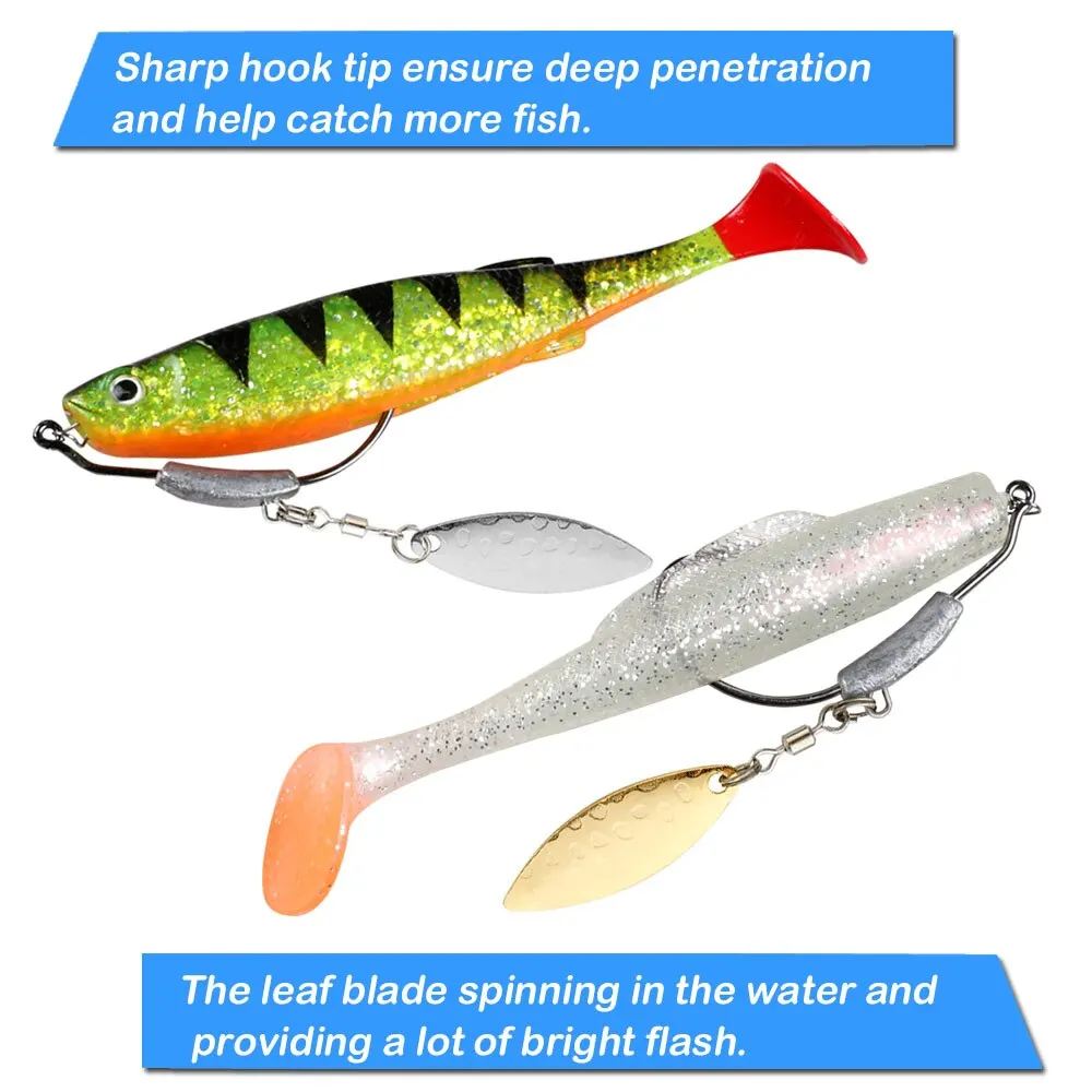 Jig Head Fish Hook 2G 3G 4G Fishing Hooks 10Pcs With Spin Lock Pin Spinner For Soft Fishing Bait Of Carbon Steel Hooks