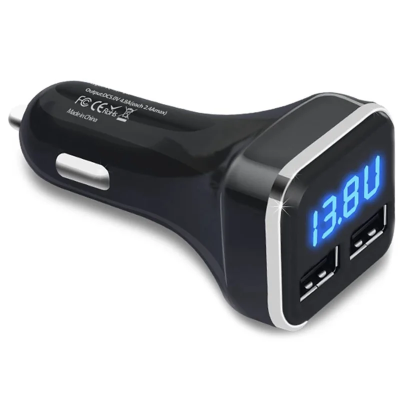 2PCS Car Charger Volt Meter Car Battery Monitor with LED Voltage & Amps Display, for / Xs, Galaxy S20 / S10