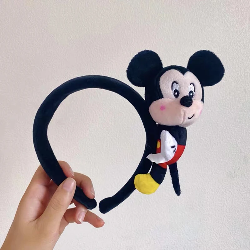 Cute Disney Plush Ears Mickey Mouse Headband Women Cartoon Minnie Hairband Girl Soft Doll Stitch Hair Accessories Kids Xmas Gift