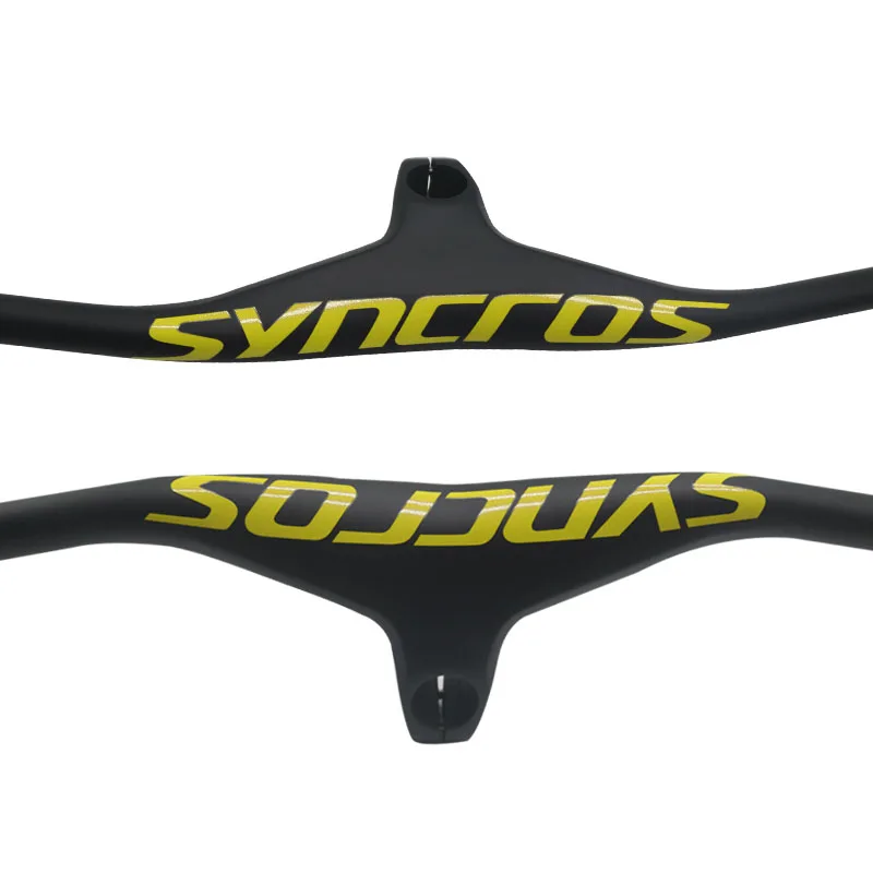 Syncros yellow Carbon Integrated Handlebar Mtb Handlebars Stem 28.6mm -7° Mountain Bike 660~800  70/80/90/100mm Bicycle Parts