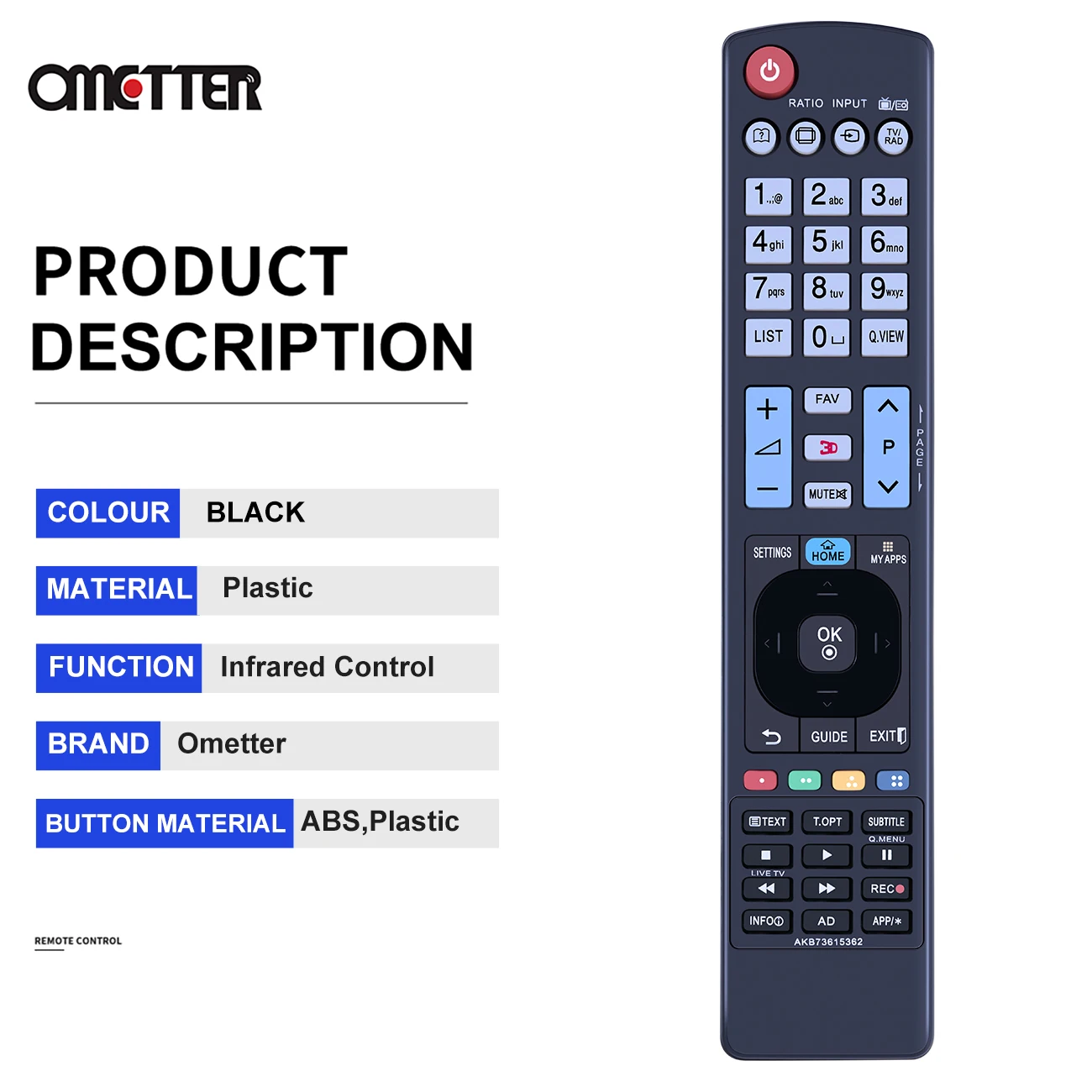 AKB73615362สำหรับ4K ทีวีจอแอลซีดีรีโมทคอนโทรล42PM470T-ZA 50PM4700-ZA 50PM470S-ZA 50PM470T-ZA 50PM6700-ZA 50PM670T-ZA 50PM670S-ZD