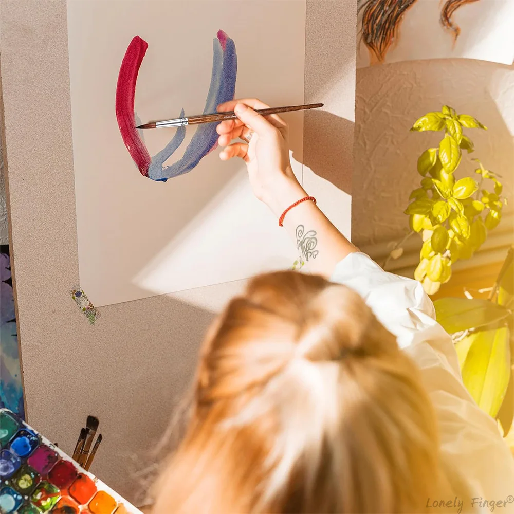 12pçs pincéis de pintura de aquarela artística, conjunto de pincéis de pintura de artista de ponta redonda e pontiaguda de tamanho diferente para aquarela acrílica guache