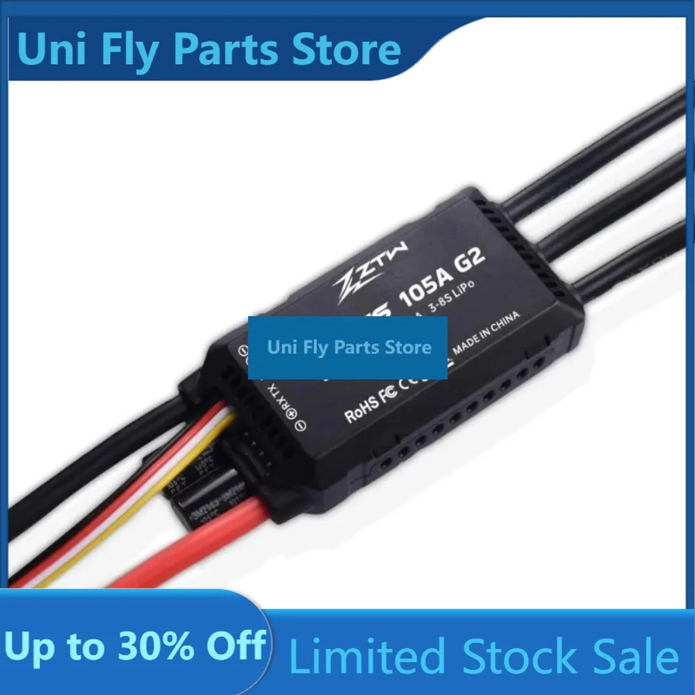 ZTW Mantis G2 105-115A Brushless 32-Bit ESC Mini Speed Controller 3-8s Lipo 110G SBEC 6.7V / 7.4V / 8.4V Adjustable @ 8A 9UniFly