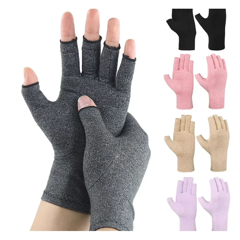

GOMOREON 1Pair Arthritis Gloves Women Men, Carpal Tunnel, Rheumatiod, Tendonitis, Fingerless Hand Thumb Compression Gloves