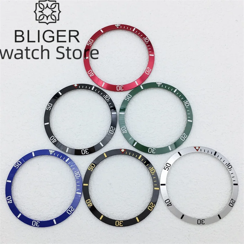 BLIGER Watch Bezel Insert 37.2mm x 31.4mm Ceramic/aluminium Bezel Insert Fit BB58 Watch 39mm Case Watch Accessory Parts