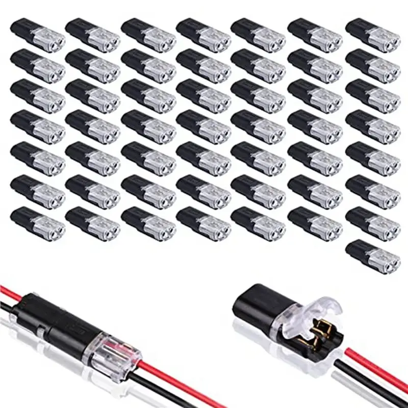 WCS-500PCS Double-Wire Plug-In Connector With Locking Buckle,Pluggable Connectors 2Pin 2 Way Universal Compact Wire Terminal