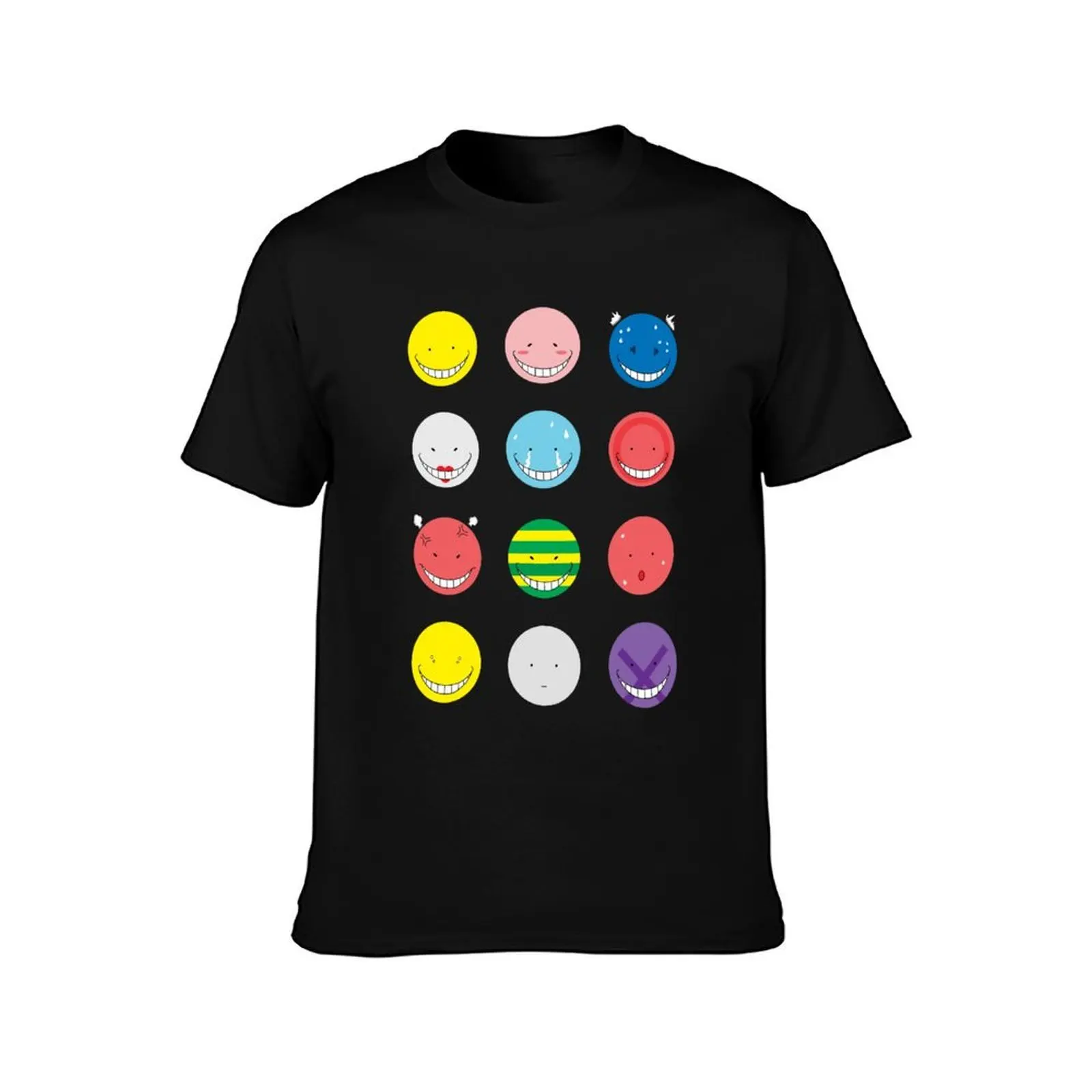Koro Sensei Emotions T-Shirt, Summer Casual Cotton Tee, Oversized Streetwear Tops, Vintage Graphic Print, Loose Fit Short Sleeve
