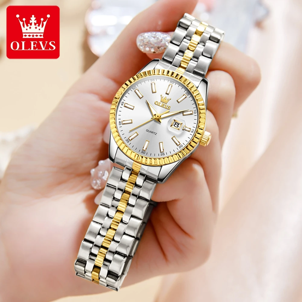 OLEVS-Montre à quartz étanche pour femme, marque de luxe supérieure, mode féminine, simplicité, cadeau original, bracelet Shoous, nouveau