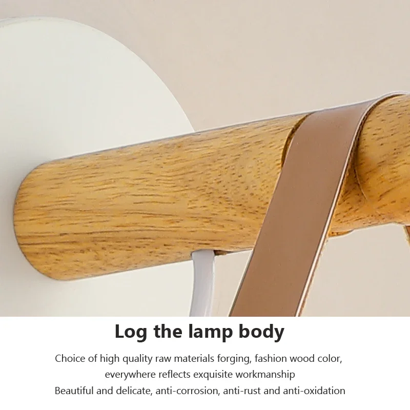 Imagem -06 - Nordic Led Wood Leather Belt Wall Lamp Luz de Cabeceira Decoração Rústica para Quarto Varanda Bar Iluminação Interior