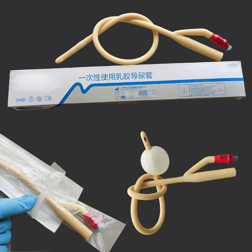 1 Piece Foley Catheter Latex with soft valve Disposable Sterile Male urethral masturbation 2 way Urinay Catheter 8FR-22FR