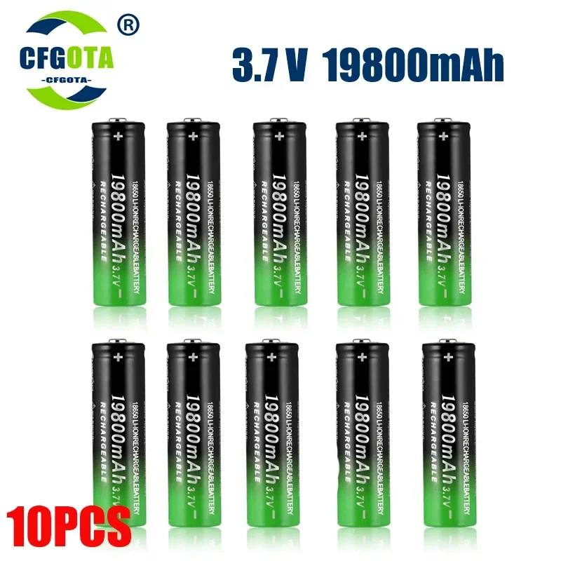 18650 Lithium Batteries Flashlight 18650 Rechargeable-Battery 3.7V 19800 Mah for Flashlight + USB Charger +Free Delivery