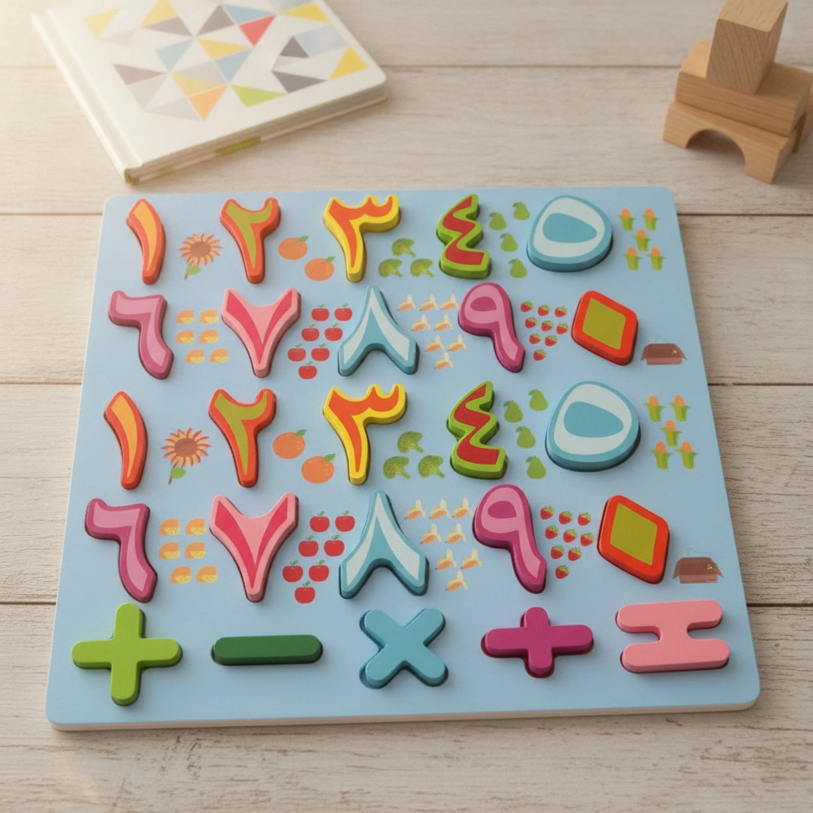 アラビア数字付き木製パズル-実践的な数字パズル-教育ボード-子供中心の学習玩具-幼児向けチャンキーおもちゃ