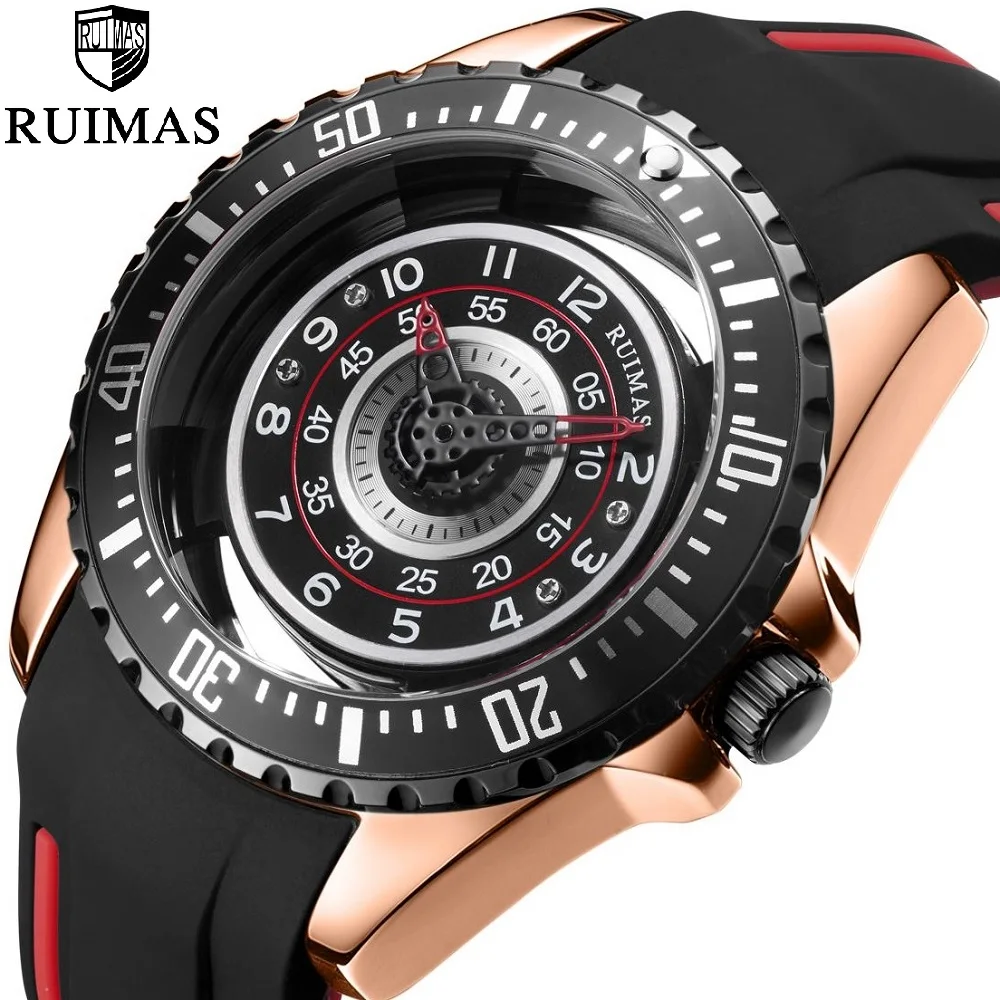 

RUIMAS Original Luxury Silicone Strap Quartz Watches Men 30M Waterproof Wristwatch Male Top Brand New Relogios Masculino Clock