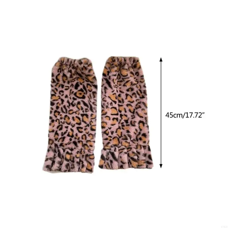 C9GE JK Girls Leg Warmers Harajuku Boot Cuffs Japanese Warm Socks Leopard Sexy Sock Sets Winter Gothic Leg Warmers