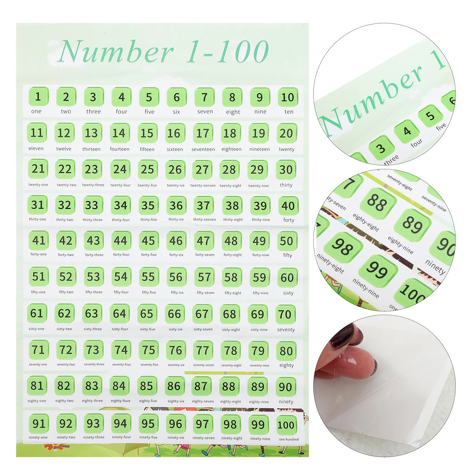 Numbers 1-100 Educational Wall Chart Bright Colorful Preschool Counting Learning Chart Teaching Tool for Early Education