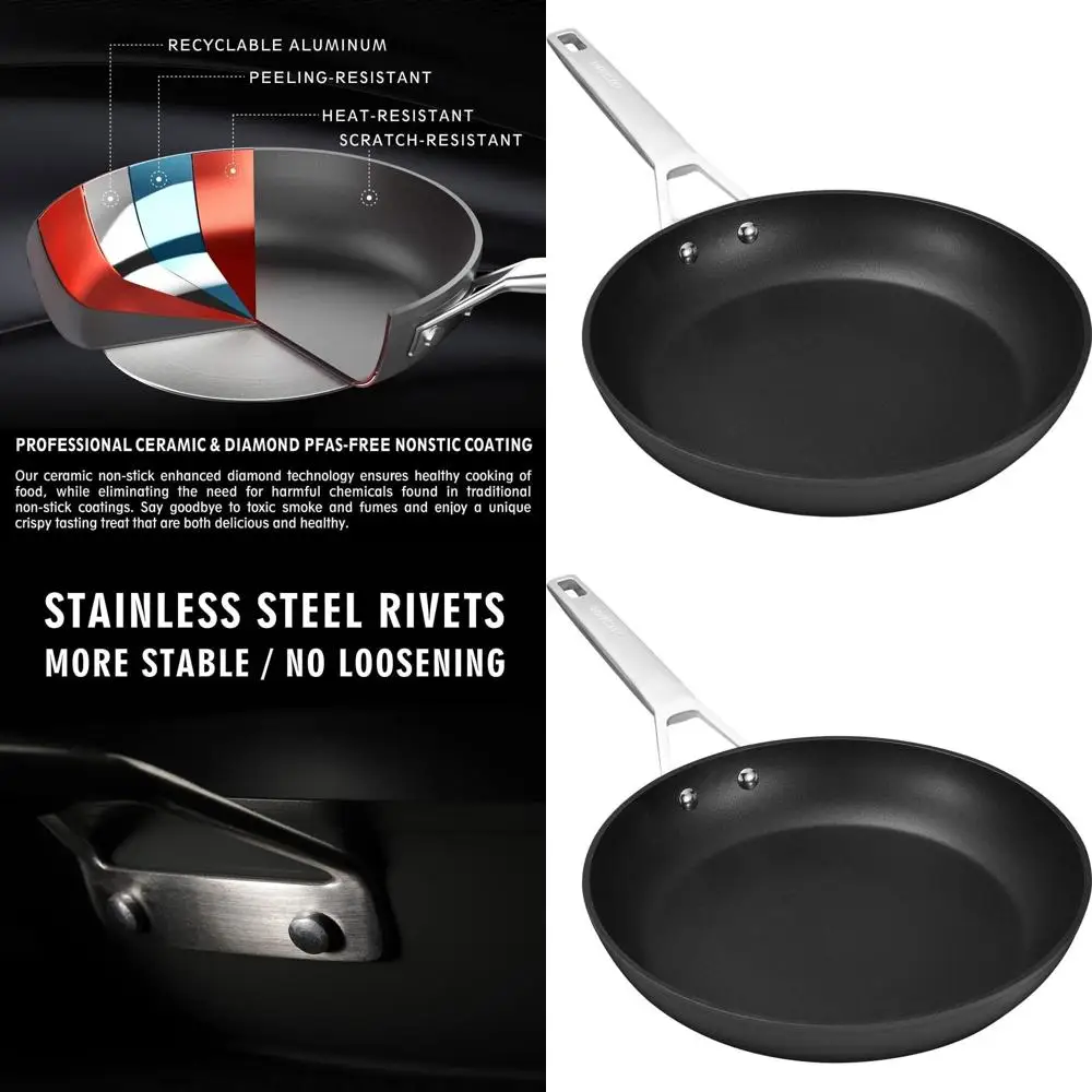 

Сковорода из титана и керамики с антипригарным покрытием 12,5 — прочная, безопасная в духовке до 700 ° F, Можно мыть в посудомоечной машине для приготовления пищи на всех типов плит