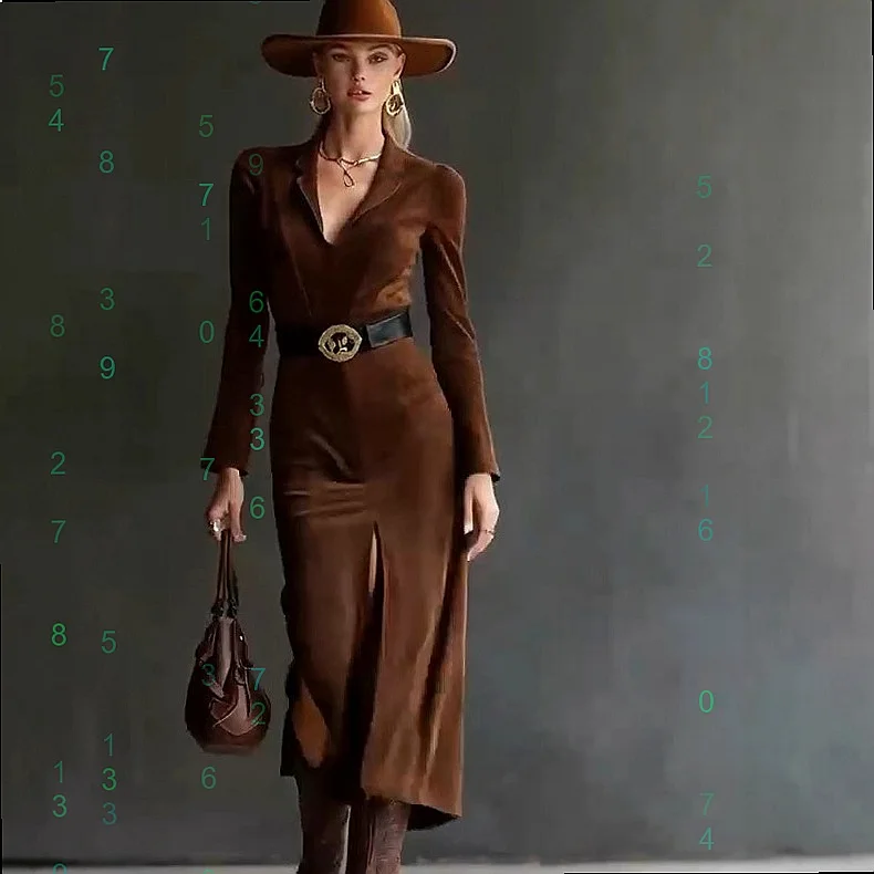 

V Neck Long Sleeve Split Solid High Waist Bodycon Long Dress with Belt, Dresses for Women Spring Summer Elegant Jumpsuit Overall