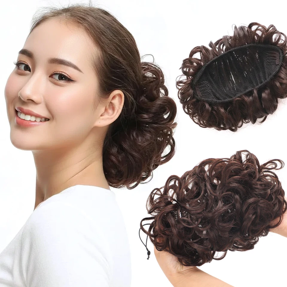 Messy Bun Hair Piece for Women,Elastic Drawstring Loose Wave Curly Hair Buns Synthetic Hair Bun Extensions for Women Daily Use