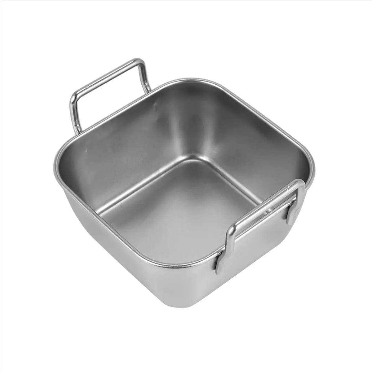 MALL Stainless Steel Food Storage Tray Double Ears Fried Chicken Square Plate Snack Fruit Plate Food Display Kitchen Tools, A