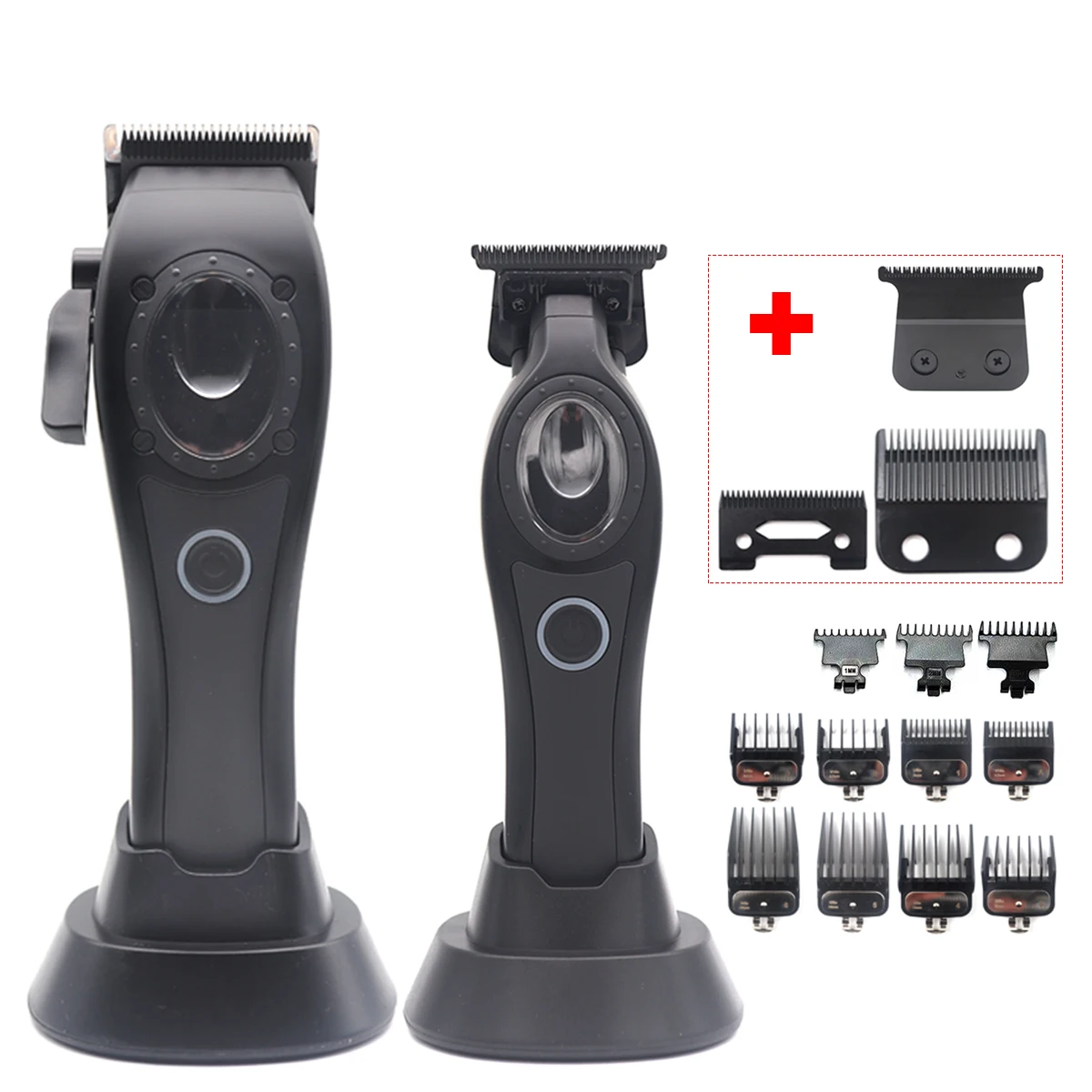 Barbeiro profissional corte máquina Kit, máquina de corte do cabelo, USB Cordless Clipper, carregador Base, cabelo aparador, cabelo aparador, DLC lâmina