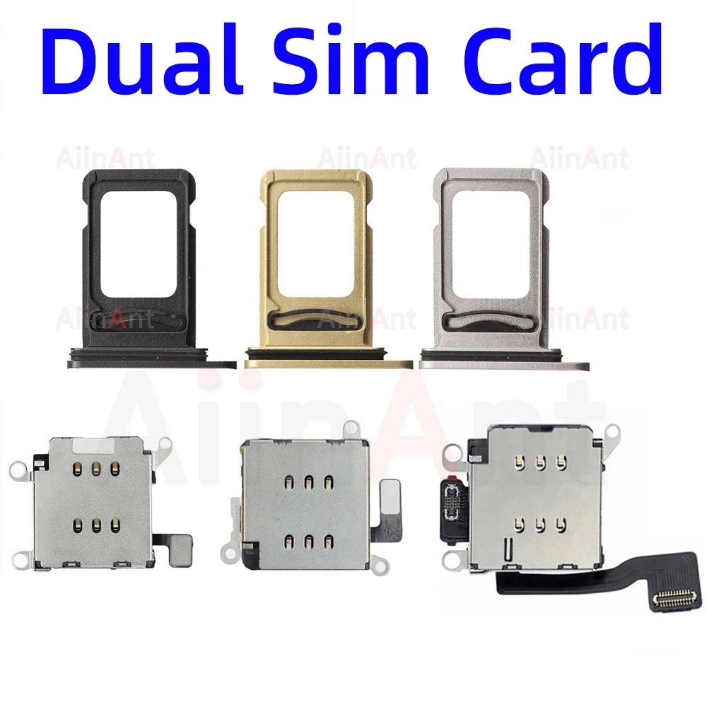 AiinAnt Double Dual Sim Card Reader Holder Adapter Connector Flex Cable For iPhone XR 11 12 13 Pro Max Phone Parts