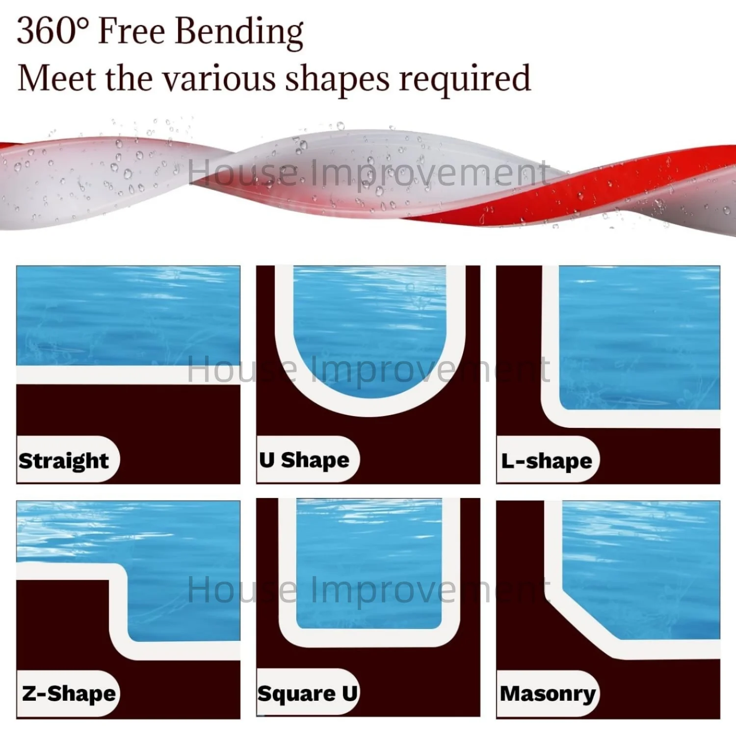 Collapsible Shower Threshold Water Dam Self Adhesive Silicone Waterproof Barrier for Bathroom Kitchen Shower Dry Wet Separation