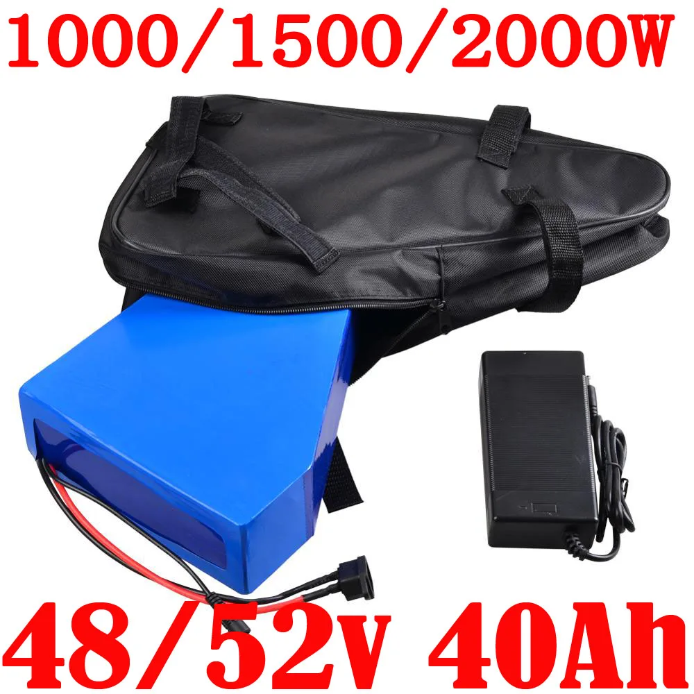 eBike Battery 48V 20AH 30AH 50AH 52V 20AH 30AH 40AH Triangle Battery48V 18650 Battery For Bafang 2000W 1500W 1000W Electric Bike