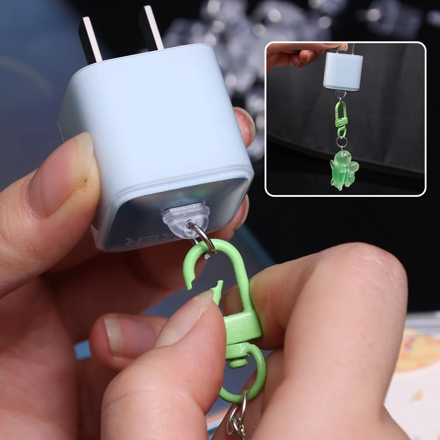 DIY Anti Dust Plug Transparent Charge Port Dust Plug for IPhone Type C Android Plug Stopper Protection Cap Mobile Phone Pendant