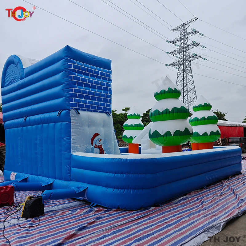 9x7m Outdoor New Design Inflatable Christmas Themed Bouncy Castle With Slide For Kids And Adults