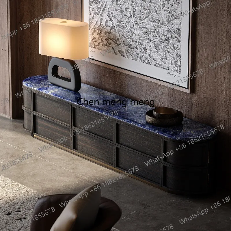Creative living room TV cabinet, villa mansion living room matching luxury stone TV cabinet