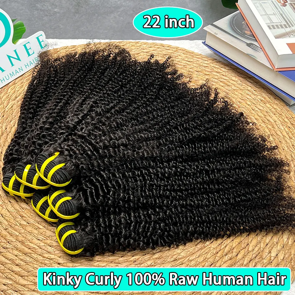 Raw Afro Kinky Curly Human Hair Bundles #1B Natural Black Virgin Curly 100% Soft Human Hair Weave Bundle Hair Extension Weft